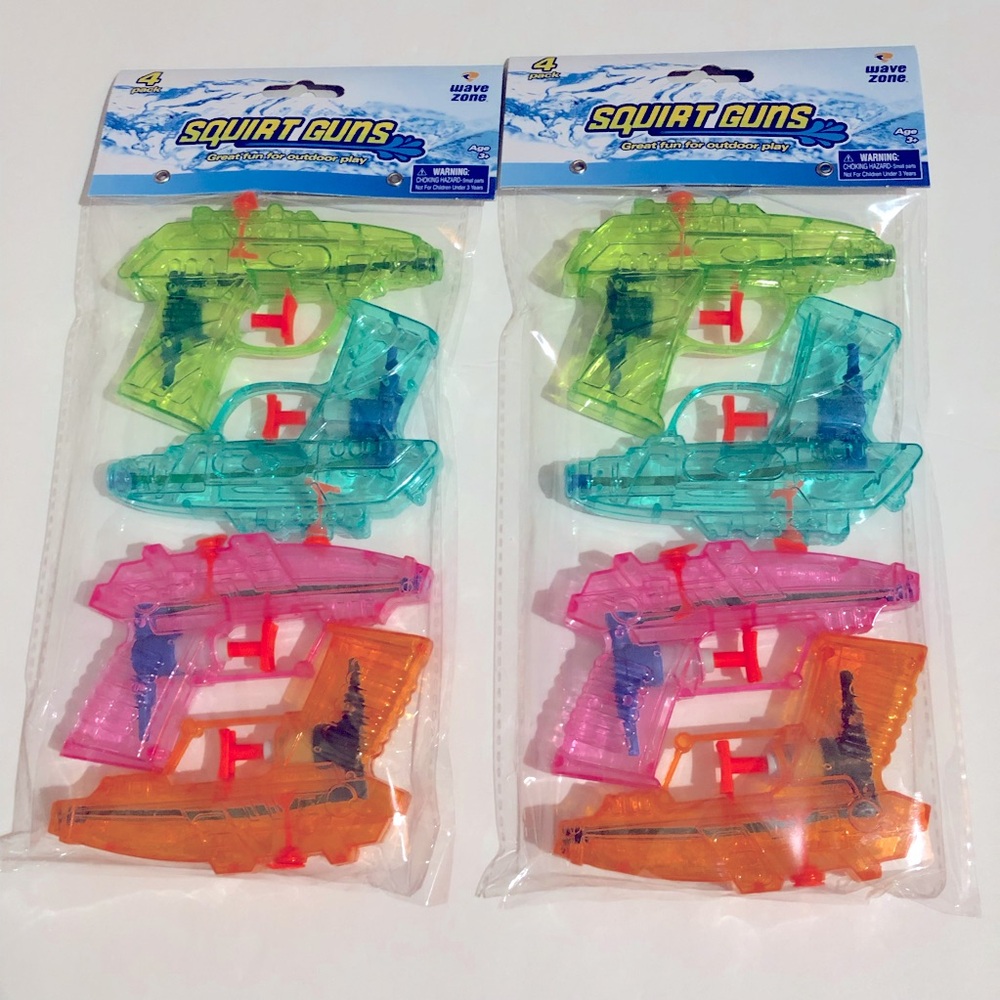 NEW WAVE ZONE Squirt Guns Age 3+ Multicolor, 2 Packages of 4 pack